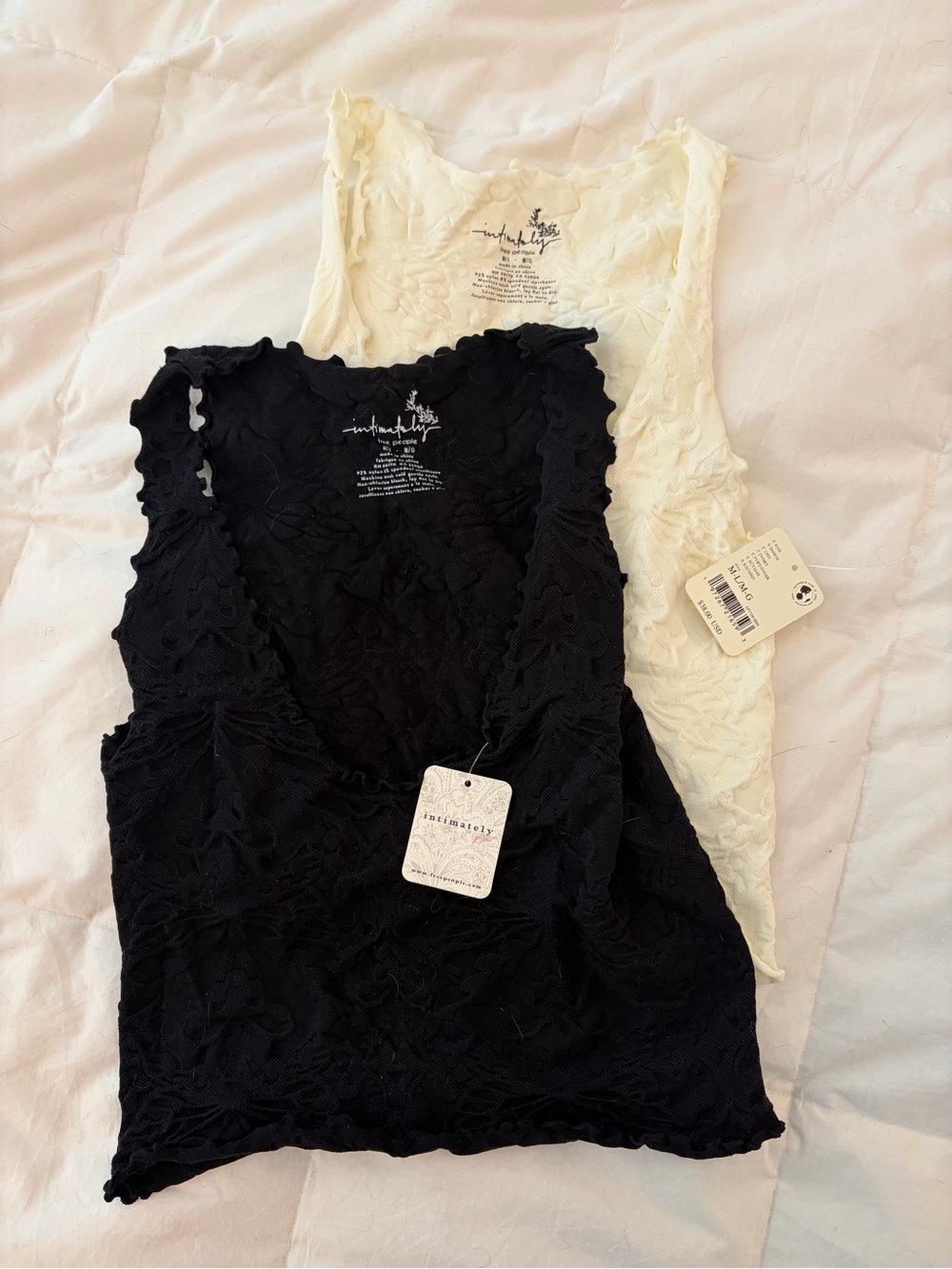 Free People Lace Tank Top - Black & Cream (pair) M/L